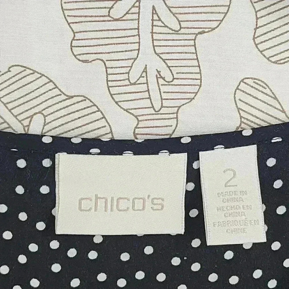 Chico's Polka Dot Tank Top Women's 2/ L Chiffon Layer Slit side 9725 - Picture 4 of 8